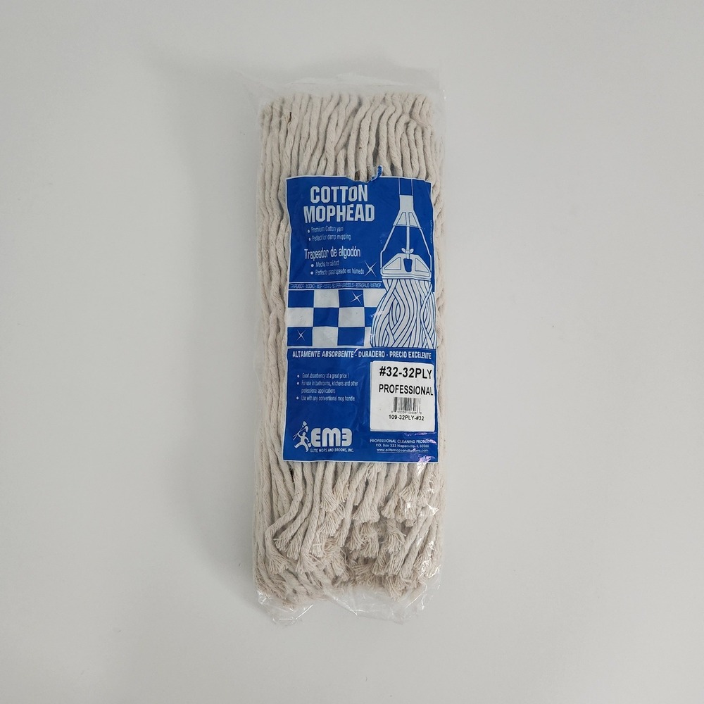 NEW Elite Mops and Brooms EMB #32 4-Ply Cotton Mop Head Professional Grade